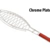 Fish Shaped Chrome Plated Barbeque Net Grill Jaali with Wooden Handle - Image 3