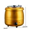 400W Electric 10L Heavy Duty Commercial Soup Pot Turin Liquid Warmer Hot Pot Heater (Colour: Golden) - Image 2
