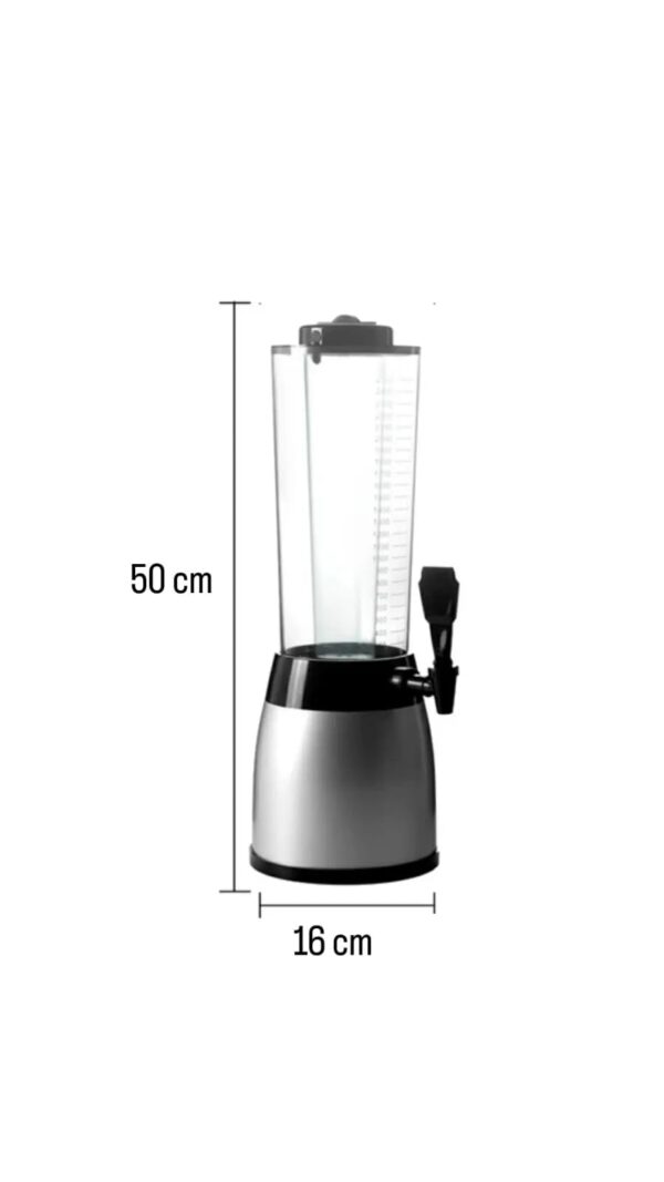 Silver 2.5L Beer Tower Beverage Dispenser with Plastic Ice Tube Stick (Colour: Silver) - Image 6