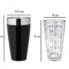 Set of 1 450ml PC Boston Shaker Cocktail, Martini Shaker with Measurements + 1 SS Vinyl Coated Tumbler (Box Contains 2 Pcs, Colour Black) - Image 2