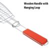 Fish Shaped Chrome Plated Barbeque Net Grill Jaali with Wooden Handle - Image 4
