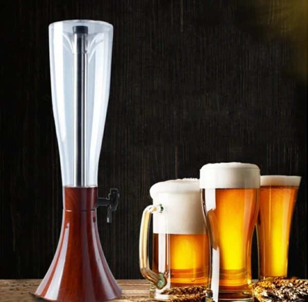 Wooden Brown 4L Beer Tower Beverage Dispenser with Gel Based SS Ice Tube Stick for Hassle Free Freezing (Colour - Wooden Brown) - Image 7