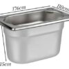 Heavy Duty SS 1/9 GN PAN (LENGTH x BREADTH: 17.6 x 11cm, DEPTH: 15cm)
