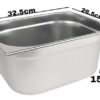 Heavy Duty SS 1/2 GN PAN (LENGTH x BREADTH: 32.5 x 26.5cm, PAN DEPTH SIZE: 15cm)