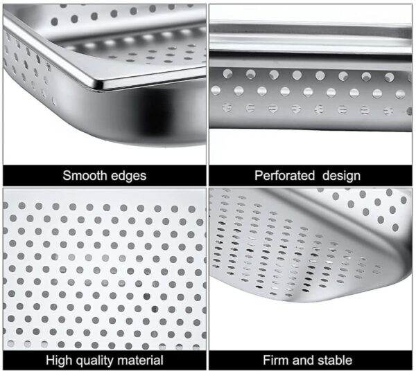 SS 1/2 Perforated GN PAN with 10cm Depth (Size: 32.5×26.5cm, Pan Depth: 10cm) - Image 3