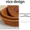 Round 32cm Wide Polyrattan Flower Fruit Vegetable Bread Basket with Metal Wire - Walnut Brown Colour (Size: 32x32x7cm)(Code: 2066A) - Image 4