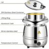 Heavy Duty Stainless Steel10 Litre Commercial Electric Soup Pot Turin Liquid Warmer Hot Pot Heater (Colour Silver)