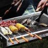 15.5 Inches Wooden Thick Handle Barbeque Grill Paneer Tikka, Kebab, Seekh Barbeque Skewers Non Bending Reusable (Grilling Length: 12 Inches and Wooden Handle Length: 3.5 Inches) - Set of 10 Pieces/Packet - Image 4