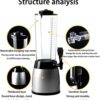 Silver 2.5L Beer Tower Beverage Dispenser with Plastic Ice Tube Stick (Colour: Silver) - Image 7
