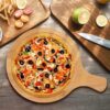 30cm Wide Round Wooden Pizza Bat Food Serving Platter Board Starter Server - Image 5