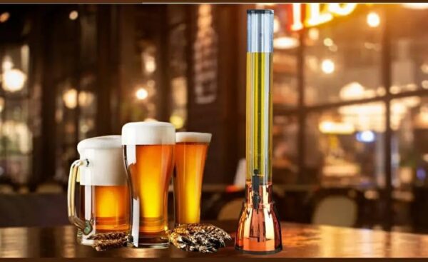 Rose Gold 3L Beer Tower Beverage Dispenser with Mirror Finish and Plastic Ice Tube Stick (Colour: Rose Gold ) - Image 4