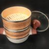 10 Inches Wide 3 Tier Induction Compatible Ceramic Kadai + Wooden Dimsum Baskets with SS Ring and Wooden Handles (Size: 10 Inches Wide) - Image 4