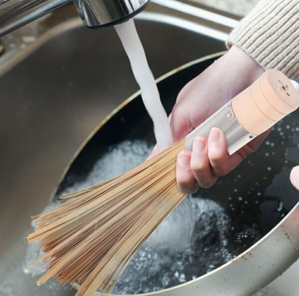 Pack of 2 Bamboo Wood Based Hygienic Cleaning Chinese Broom with Stainless Steel Handle for Ideal Heavy Duty Cleaning Use of Woks, Dosa Bhatties, Stoves - Image 8