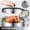 34cm Wide 3 Tier Stainless Steel Induction & Gas Compatible Corn Rice Vegetables Dimsum Momos Steamer with Transparent Lid (Size: 34cm Wide) - Image 5