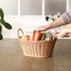 Oval 33x25cm Polyrattan Basket with Double Sided Handles French Bread Basket Naan Chapati Tokri Chocolate Gifting Basket for Organized Storage with Metal Wire - Walnut Brown Colour (Size: 33x25x12cm)(Code: 2082A) - Image 5