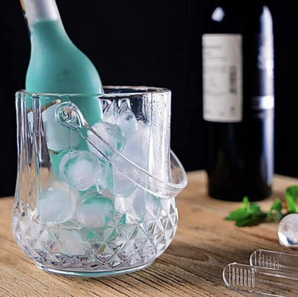 Poly Carbonate Transparent ICE Wine Bucket with Design & Handle - Image 5