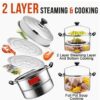 30cm Wide Induction Compatible Based 2 Tier Manual Rice Corn Momo Steamer (Size: 30cm Wide) - Image 6