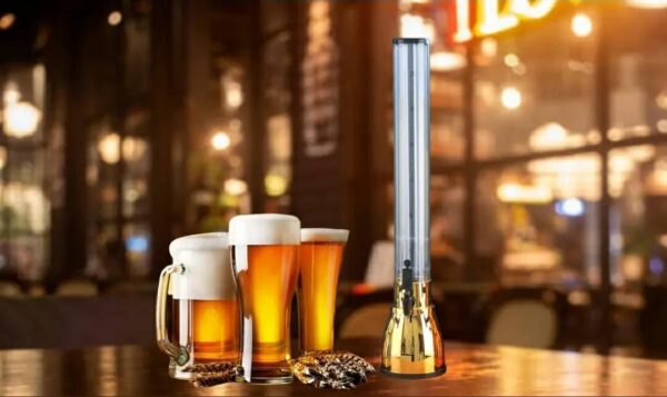 Gold 3L Beer Tower Beverage Dispenser with Mirror Finish and Plastic Ice Tube Stick (Colour: Gold ) - Image 6