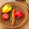 Round 32cm Wide Polyrattan Flower Fruit Vegetable Bread Basket with Metal Wire - Walnut Brown Colour (Size: 32x32x7cm)(Code: 2066A) - Image 7