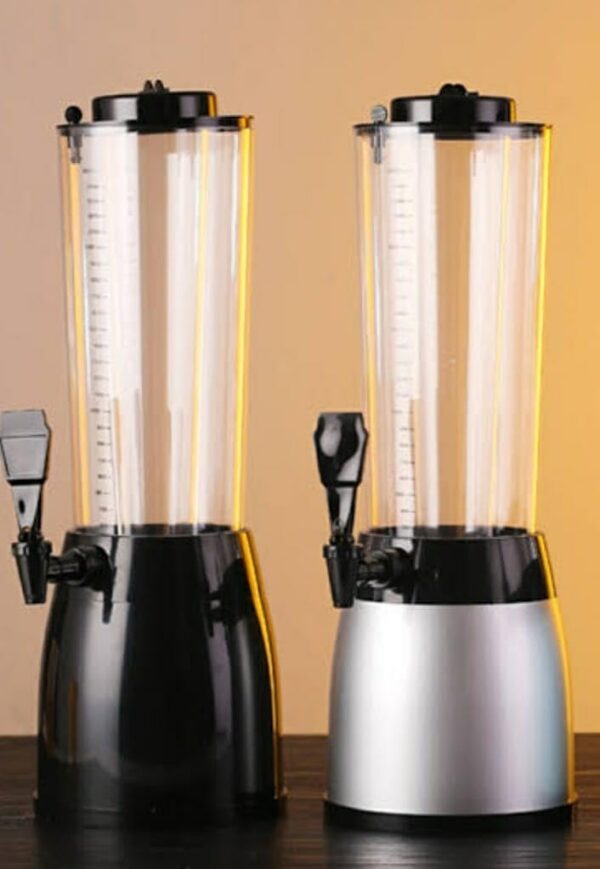 Silver 2.5L Beer Tower Beverage Dispenser with Plastic Ice Tube Stick (Colour: Silver) - Image 5