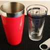 Set of 1 450ml PC Boston Shaker Cocktail, Martini Shaker with Measurements + 1 SS Vinyl Coated Tumbler (Box Contains 2 Pcs, Colour Red) - Image 3
