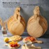 20cm Wide Round Wooden Pizza Bat Food Serving Platter Board Starter Server - Image 8