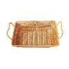 Rectangular 23.5x17.5cm Polyrttan Fruit Vegetable Bread Basket with 2 Sided Firm Gripped Handles with Metal Wire - Walnut Brown Colour (Size: 23.5x17.5x6cm)