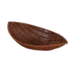 Boat 33x18.5cm Polyrattan Flower Fruit Vegetable Bread Platter Basket with Metal Wire - Walnut Brown Colour (Big Size: 33x18.5x8.5cm)