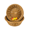 Round 23cm Wide Polyrattan Flower Fruit Vegetable Bread Basket with Metal Wire - Walnut Brown Colour (Size: 23x23x8cm)(Code: 4003)