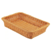 Rectangular 20x27cm Polyrattan Flower Fruit Vegetable Bread Basket with Metal Wire - Walnut Brown Colour (Size: 20x27x5cm)