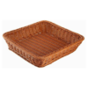 Square 24cm Side Polyrattan Flower Fruit Vegetable Bread Basket with Metal Wire - Walnut Brown Colour (Size: 24x24x8cm)