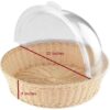 Round 38cm Wide Polyrattan Woven Bread Fruit Vegetable Snacks Basket with Transparent Polycarbonate Roof Roll Top Lid for Storage with Metal Wire - Cream Colour (Size: 15 Inches Diameter with 4 Inches Height Approx) - Image 3