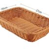 Rectangular 20x27cm Polyrattan Flower Fruit Vegetable Bread Basket with Metal Wire - Walnut Brown Colour (Size: 20x27x5cm) - Image 2