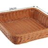 Square 24cm Side Polyrattan Flower Fruit Vegetable Bread Basket with Metal Wire - Walnut Brown Colour (Size: 24x24x8cm) - Image 2