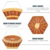 Round 23cm Wide Polyrattan Flower Fruit Vegetable Bread Basket with Metal Wire - Cream with Walnut Brown Mix Colour (Size: 23x23x8cm)(Code: 4003) - Image 3