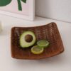 Square 28.5cm Side Polyrattan Flower Fruit Vegetable Bread Platter with Metal Wire - Walnut Brown Colour (Big Size: 28.5x28.5x6.5cm) - Image 3