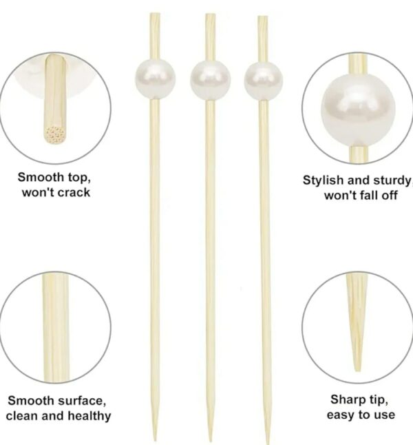 5 Inches Long Wooden Starter Sticks with Pearls Tikka Sticks, Cocktail and Mocktail Picks - Food Grade Hygienic (Quantity: Pack Of 50 Sticks) - Image 9