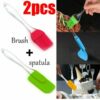 Silicone Spatula & Brush Set Multicolour with Flexible Acrylic Handle and Soft Bristles (Pack Contains 1pc Spatula + 1pc Brush) - Image 3