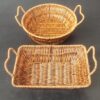 Rectangular 23.5x17.5cm Polyrttan Fruit Vegetable Bread Basket with 2 Sided Firm Gripped Handles with Metal Wire - Walnut Brown Colour (Size: 23.5x17.5x6cm) - Image 3