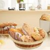 Round 23cm Wide Polyrattan Flower Fruit Vegetable Bread Basket with Metal Wire - Cream with Walnut Brown Mix Colour (Size: 23x23x8cm)(Code: 4003) - Image 4