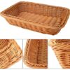 Rectangular 20x27cm Polyrattan Flower Fruit Vegetable Bread Basket with Metal Wire - Walnut Brown Colour (Size: 20x27x5cm) - Image 6