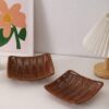 Square 28.5cm Side Polyrattan Flower Fruit Vegetable Bread Platter with Metal Wire - Walnut Brown Colour (Big Size: 28.5x28.5x6.5cm) - Image 4