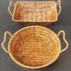 Round 22.5cm Wide Polyrattan Fruit Vegetable Bread Basket with 2 Sided Firm Gripped Handles with Metal Wire - Walnut Brown Colour (Size: 22.5x22.5x7cm) - Image 4