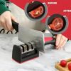 3 Slot Knife Sharpener Stainless Steel, Kitchen Chef Knife Edge Sharpener with Plastic Anti Slip Pad Handle - Image 5