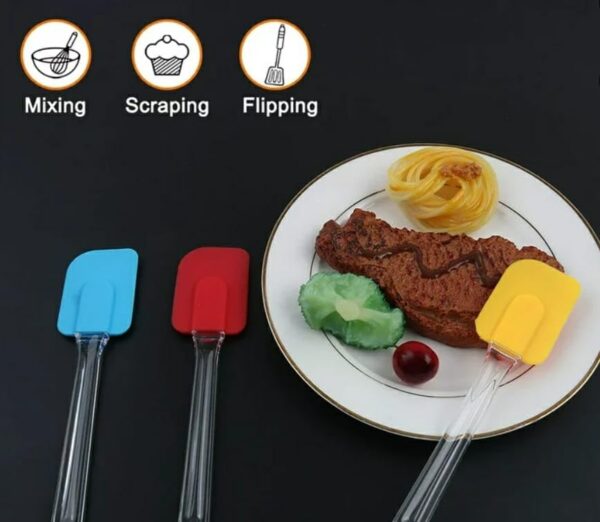 Pack of 2 Silicone Spatula (Size: 25cm Long and 5cm Wide) Multicolour with Flexible Acrylic Handle for Mixing, Flipping and Scrapping - Image 7