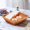 Square 24cm Side Polyrattan Flower Fruit Vegetable Bread Basket with Metal Wire - Walnut Brown Colour (Size: 24x24x8cm) - Image 5