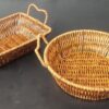 Rectangular 23.5x17.5cm Polyrttan Fruit Vegetable Bread Basket with 2 Sided Firm Gripped Handles with Metal Wire - Walnut Brown Colour (Size: 23.5x17.5x6cm) - Image 5