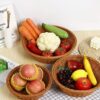 Round 23cm Wide Polyrattan Flower Fruit Vegetable Bread Basket with Metal Wire - Walnut Brown Colour (Size: 23x23x8cm)(Code: 4003) - Image 9