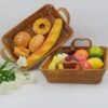 Rectangular 23.5x17.5cm Polyrttan Fruit Vegetable Bread Basket with 2 Sided Firm Gripped Handles with Metal Wire - Walnut Brown Colour (Size: 23.5x17.5x6cm) - Image 6