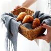 Square 24cm Side Polyrattan Flower Fruit Vegetable Bread Basket with Metal Wire - Walnut Brown Colour (Size: 24x24x8cm) - Image 7